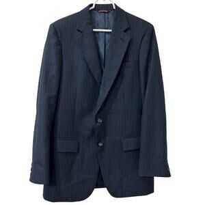 Oscar de la Renta Mens 40 Navy Blue Pinstripe Suit Jacket Vintage Union Made